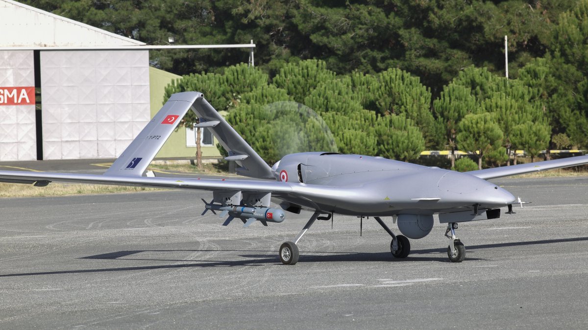 Bayraktar TB2 UCAV developed by Türkiye&#039;s drone giant Baykar is seen in this photo from Dec. 10, 2024. (AA Photo)