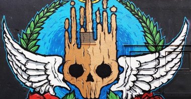 Created by the street artist Muhammet Emin Türkmen, th e&quot;Remember Death&quot; artwork became a magnet for photos and a poignant backdrop for reflection. (Courtesy of Muhammet Emin Türkmen)