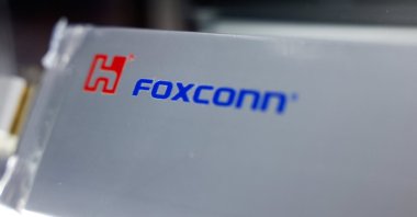 A Foxconn high energy density solid-state lithium metal battery is displayed at Foxconn’s annual tech day, Taipei, Taiwan, Oct. 8, 2024. (Reuters Photo)