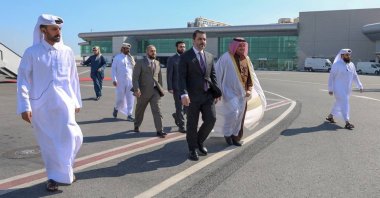 Syrian Foreign Minister Asaad Hassan al-Shaibani arrives in Doha, Qatar, Jan. 5, 2025. (Reuters Photo)