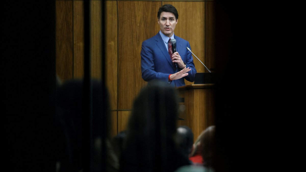 Canada’s Prime Minister Justin Trudeau addresses the Liberal party caucus meeting in Ottawa, Ontario, Canada, Dec. 16, 2024. (Reuters Photo)