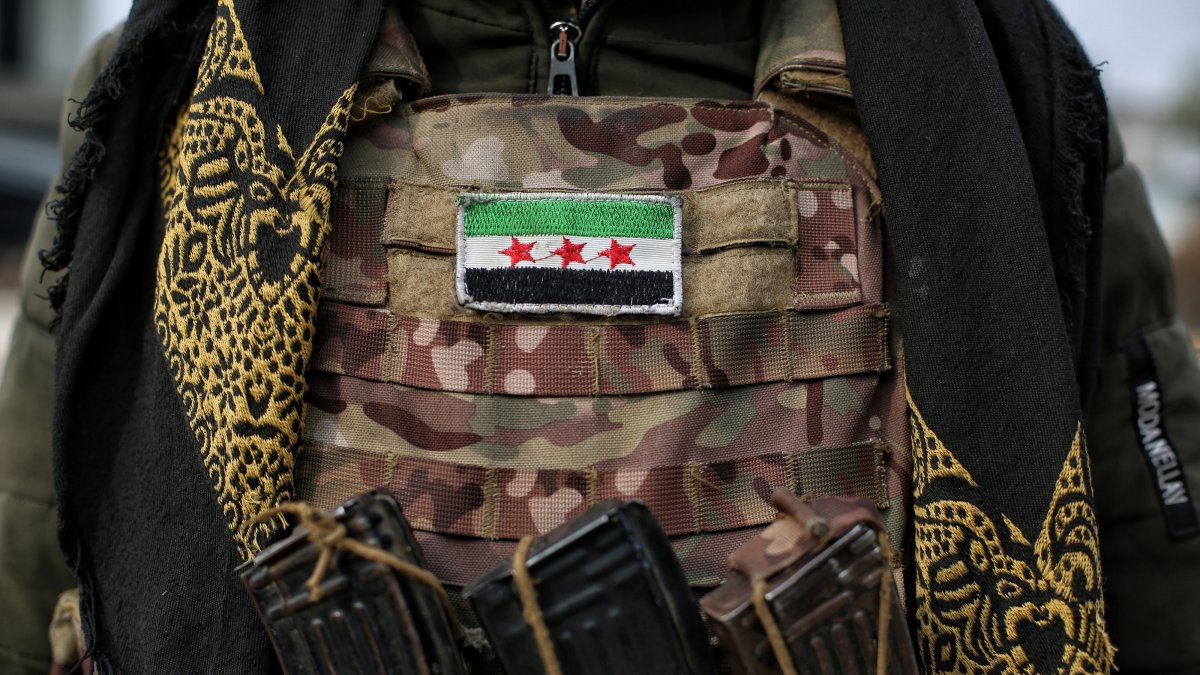 Syrian opposition fighters secure the area near Manbij city, northern Syria, Jan. 4, 2025. (EPA Photo)