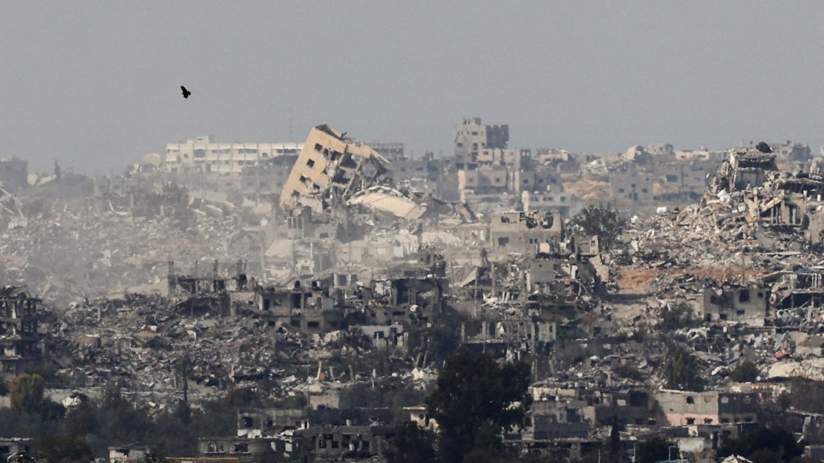 Buildings lie in ruin in Beit Hanoun in the Gaza Strip after Israeli airstrikes, as seen from southern Israel, Jan. 5, 2025. (Reuters Photo)