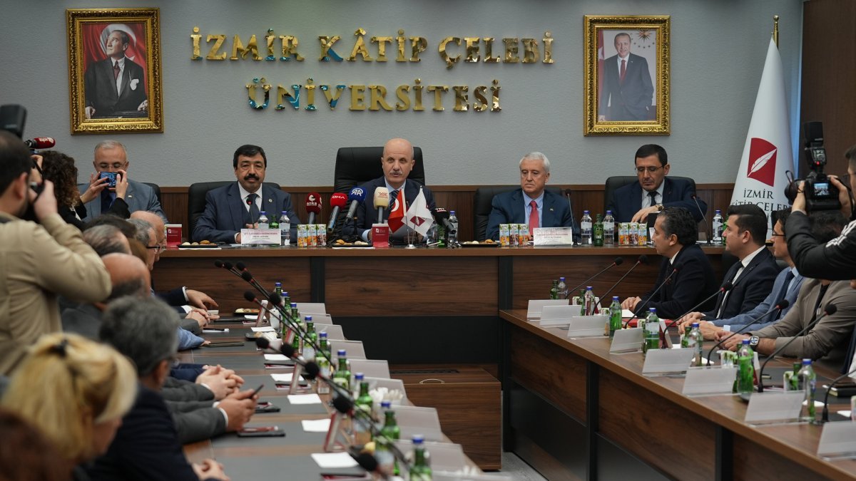 Higher Education Council (YÖK) President Erol Özvar attends a meeting at Izmir Katip Çelebi University (IKÇÜ), Izmir, Türkiye, Jan. 6, 2024. (AA Photo)