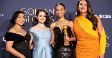 Adriana Paz, Selena Gomez, Karla Sofia Gascon and Zoe Saldana pose at the 82nd Golden Globe Awards in Beverly Hills, California, U.S., Jan. 5, 2025. (Reuters Photo)