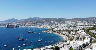 An aerial view of the coastal side of Bodrum, Muğla, southern Türkiye. (AA Photo)