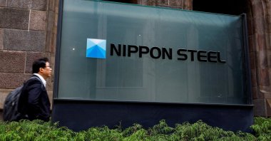 The Nippon Steel logo is displayed at the company&#039;s headquarters, Tokyo, Japan, April 1, 2024. (Reuters Photo)