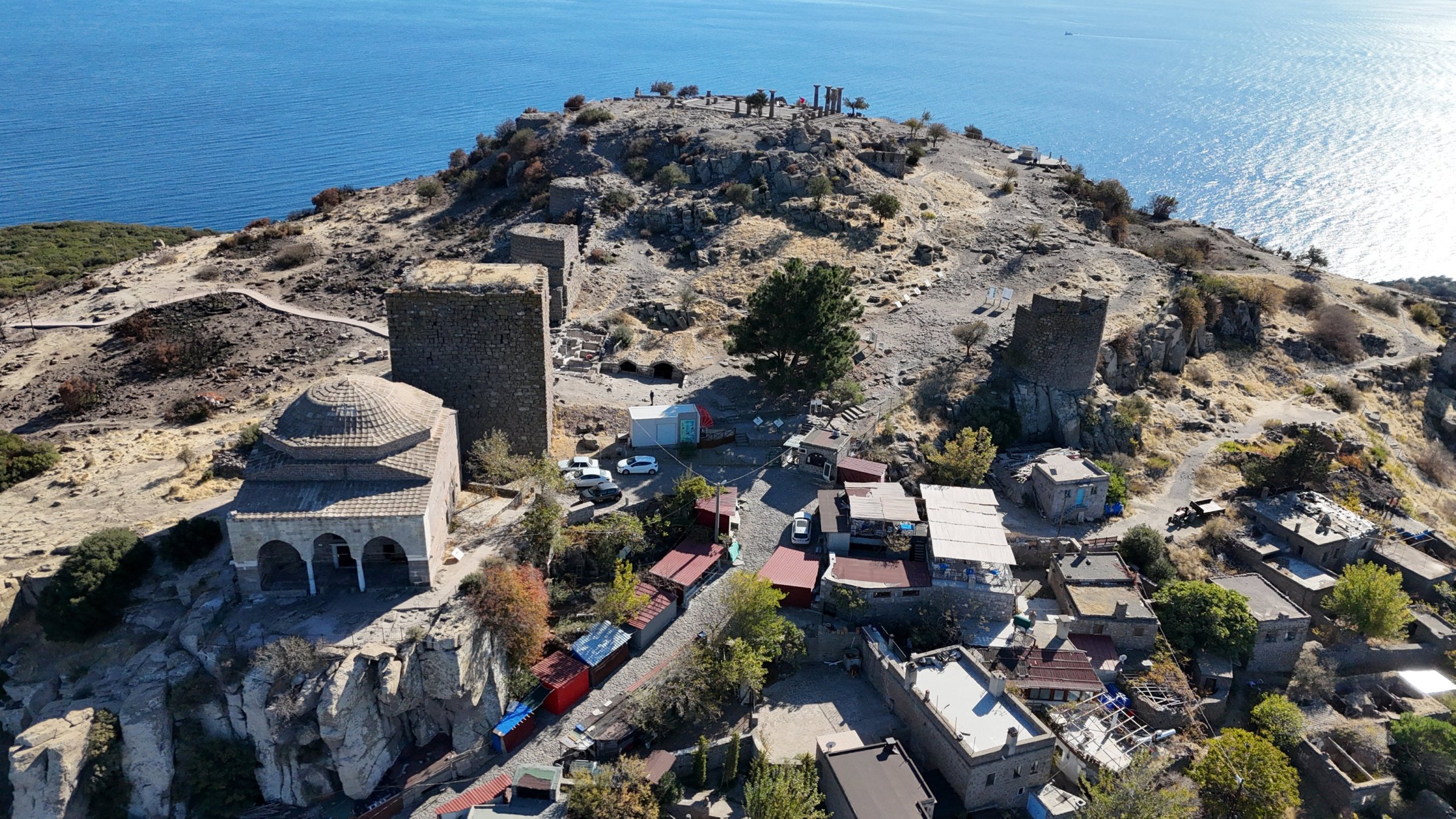 This undated aerial view shows the hammam discovered in Assos, Çanakkale, northwestern Türkiye. (AA Photo)