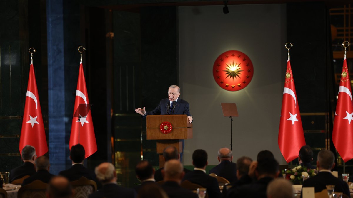 President Recep Tayyip Erdoğan speaks at a meeting with governors, in Ankara, Jan. 7, 2025. (AA Photo)