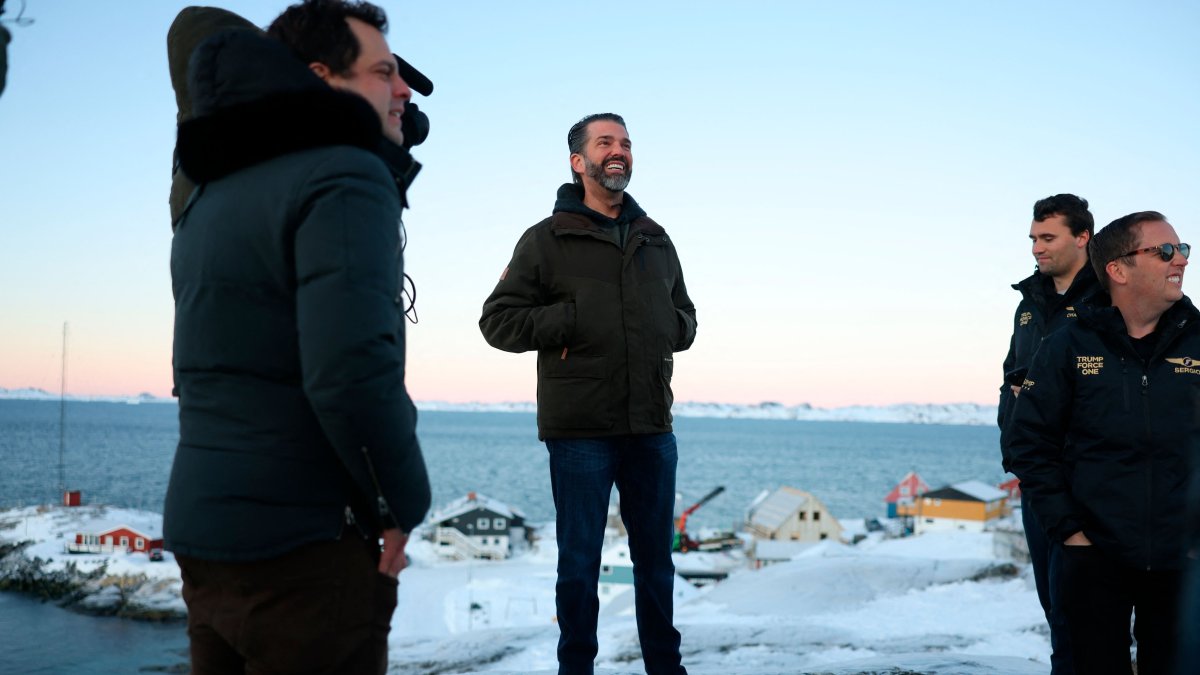  U.S. businessman Donald Trump Jr. looks on after arriving in Nuuk, Greenland, Jan. 7, 2025. (AFP Photo)