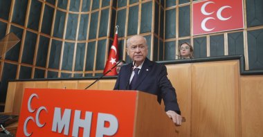 MHP leader Devlet Bahçeli speaks at his party's parliamentary group meeting in the capital, Ankara, Türkiye, Jan. 7, 2025. (AA Photo)
