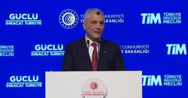 Trade Minister Ömer Bolat delivers a speech during the ceremony of the Turkish Exporters Assembly (TIM) on export figures in 2024, Istanbul, Türkiye, Jan. 3, 2025. (IHA Photo)