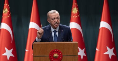 President Recep Tayyip Erdoğan speaks after a Cabinet meeting in Ankara, Türkiye, Jan. 6, 2025. (AA Photo)