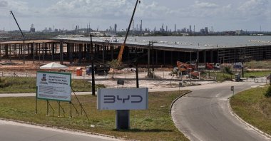 A drone view shows BYD's new electric vehicle factory's construction site, Camacari, Brazil, Dec. 26, 2024. (Reuters Photo)
