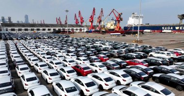 MG cars are seen before being loaded onto a ship for export at the port in Lianyungang, eastern Jiangsu province, China, Dec. 10, 2024. (AFP Photo)