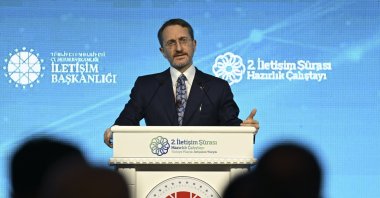 Communications Director Fahrettin Altun speaks at a communication consultation workshop, Ankara, Türkiye, Dec. 8, 2024. (DHA Photo)