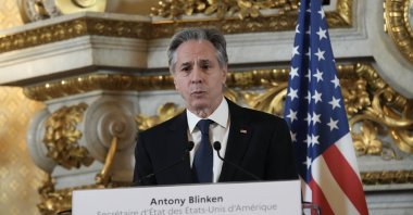 U.S. Secretary of State Antony Blinken delivers a speech after his meeting with French Foreign Minister Jean-Noel Barrot, in Paris, France, Jan. 8, 2025. (EPA Photo)