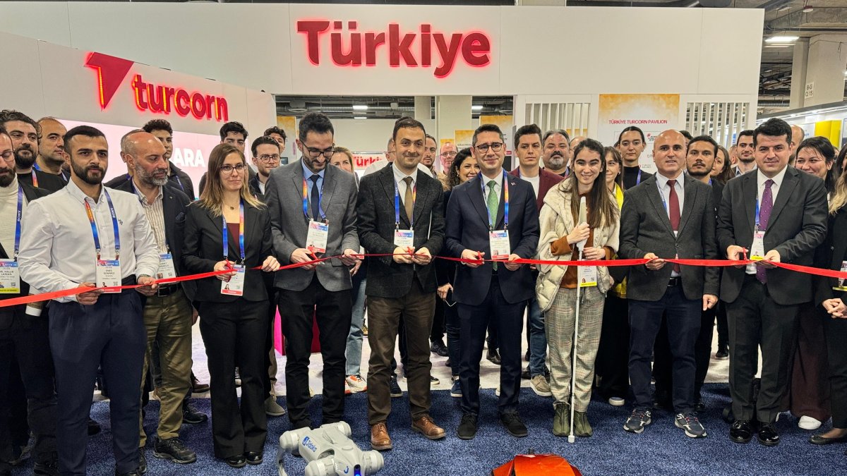 People are checking out robots at the Türkiye booth at CES 2025 in Las Vegas, Nevada, U.S., Jan. 8, 2025. (AA Photo)