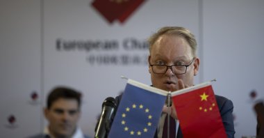 European Chamber of Commerce in China president Jens Eskelund speaks during a news conference in Beijing, China, Jan. 9, 2025. (EPA Photo)