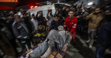 A wounded Palestinian elderly man is taken to Al-Aqsa Martyrs Hospital in Deir al-Balah, central Gaza Strip, Palestine, Jan. 8, 2025. (EPA Photo)