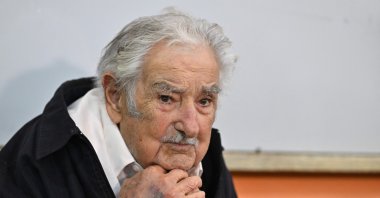 Uruguay&#039;s former President (2010-2015) Jose Mujica waits to cast his vote during the presidential runoff election in Montevideo, Uruguay, Nov. 24, 2024. (AFP Photo)