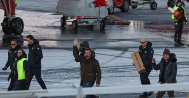 Donald Trump Jr., center, gestures as he arrives in Nuuk, Greenland, Tuesday, Jan. 7, 2025. (AP File Photo)