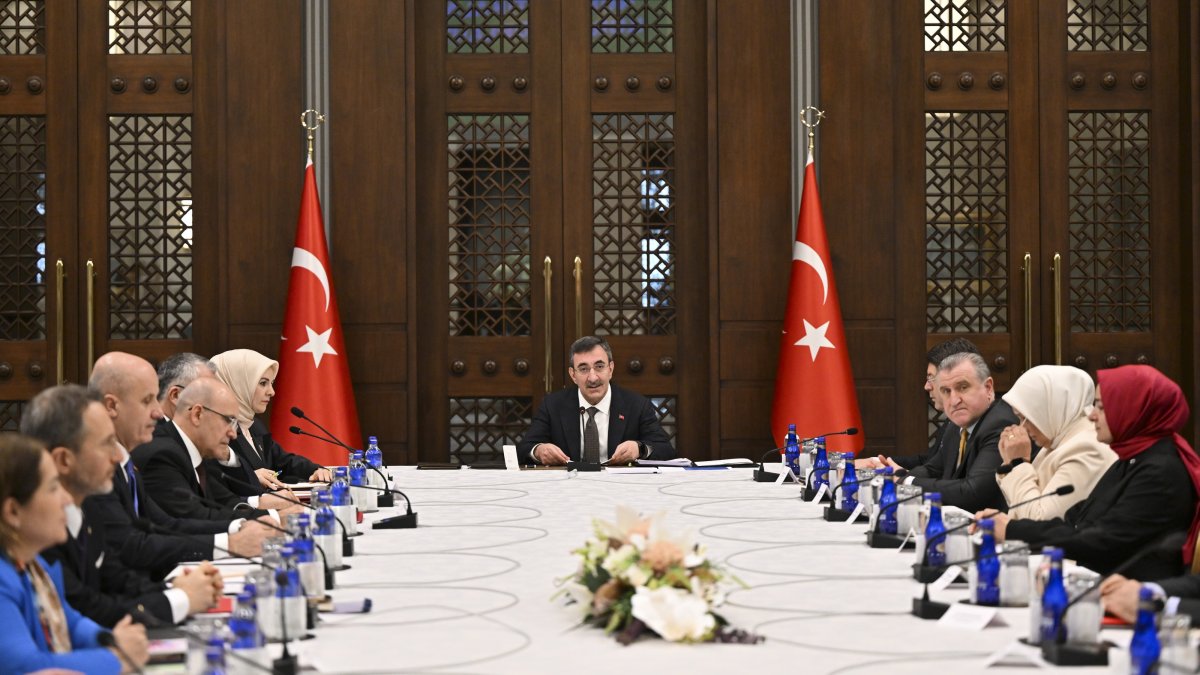 Vice President Cevdet Yılmaz chairs the first meeting of the Population Policies Board at the Presidential Complex, Ankara, Türkiye, Jan. 9, 2024. (AA Photo) 