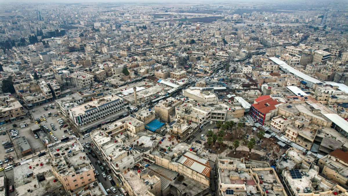 This aerial view shows a section of the city of Manbij in Aleppo province, northern Syria, Jan. 4, 2025. (AFP Photo)