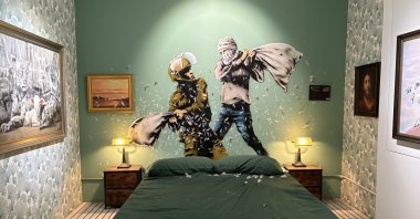 The works of Banksy on display at the Banksy Museum in New York City, U.S., Jan. 6, 2025. (Photo by Funda Karayel)