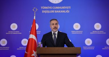 Foreign Minister Hakan Fidan speaks at a press conference in Istanbul, Türkiye, Jan. 10, 2025. (AA Photo)