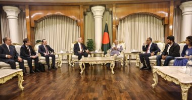 Trade Minister Ömer Bolat and Muhammad Yunus, head of the interim government in Bangladesh, meet in Dhaka, Bangladesh, Jan. 9, 2025. (Photo: @omerbolatTR)