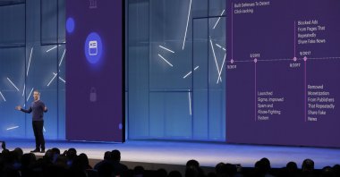 Facebook CEO Mark Zuckerberg makes the keynote address at F8, Facebook&#039;s developer conference, San Jose, California, U.S., May 1, 2018. (AP Photo)