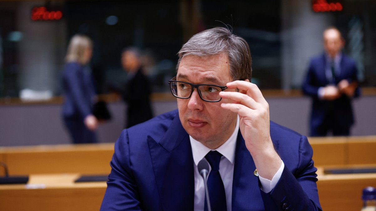 Serbian President Aleksandar Vucic attends a European Union and Western Balkans countries&#039; summit in Brussels, Belgium, Dec. 18, 2024. (Reuters Photo)