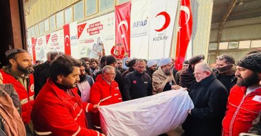 Disaster and Emergency Management Authority (AFAD) team delivering essential humanitarian aid to Afghanistan, Jan. 11, 2025. (AA Photo)