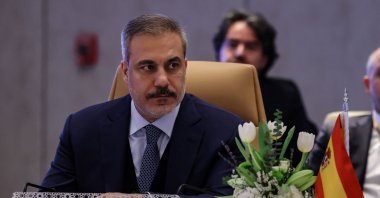Foreign Minister Hakan Fidan takes part in a meeting of top diplomats in Riyadh, Saudi Arabia, Jan. 12, 2025. (AFP Photo) 