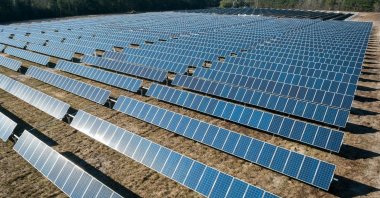 An aerial view of a solar plant in central Sivas province, Türkiye, Dec. 24, 2024. (IHA Photo)