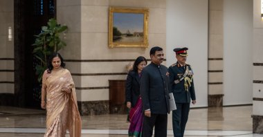 India&#039;s Ambassador Pardeshi (C) arrives for a meeting with President Recep Tayyip Erdoğan, in the capital Ankara, Türkiye, Dec. 26, 2024. (AA Photo)