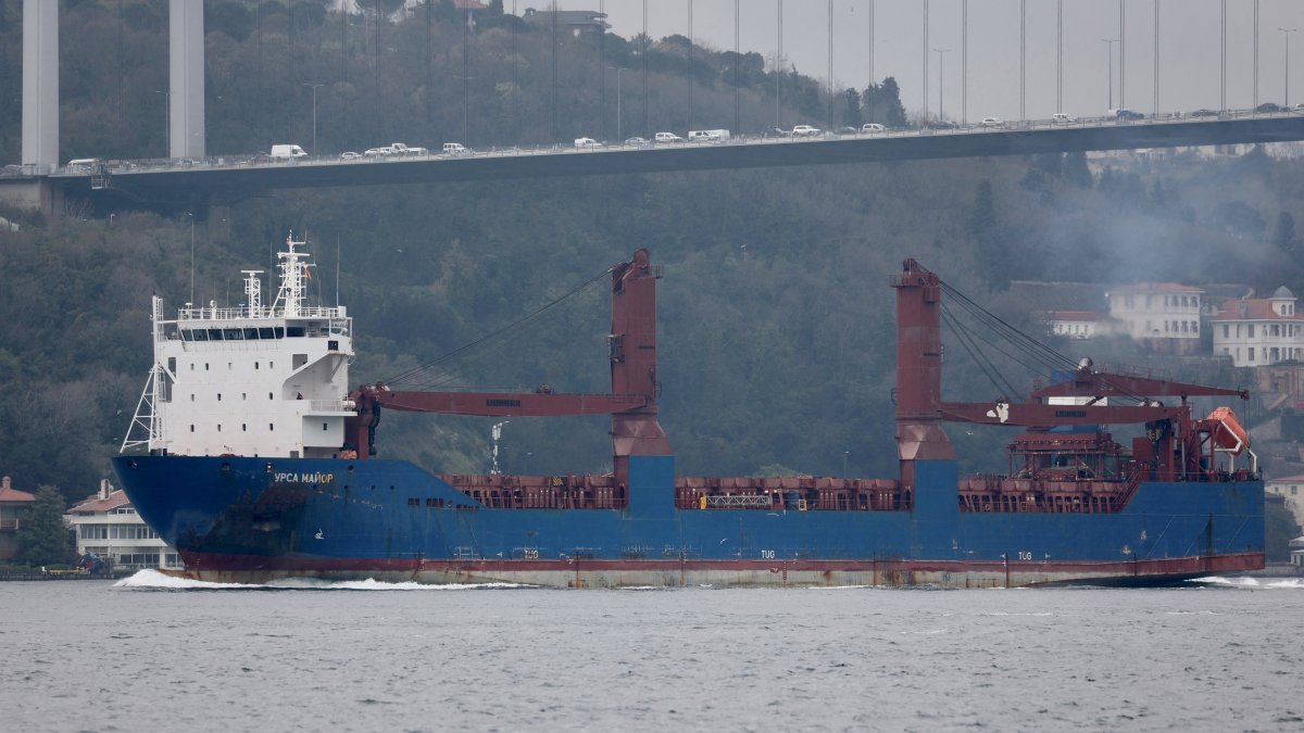 Russian cargo ship Ursa Major transits the Bosphorus in Istanbul, Türkiye, April 11, 2023. (Reuters Photo)