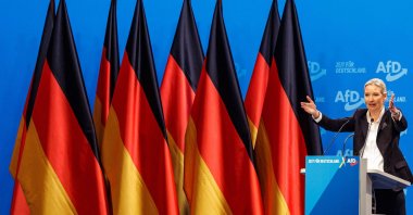 Alice Weidel, co-leader of Germany&#039;s far-right Alternative for Germany (AfD) party, addresses delegates during a party congress, Riesa, Germany, Jan. 11, 2025. (AFP Photo)