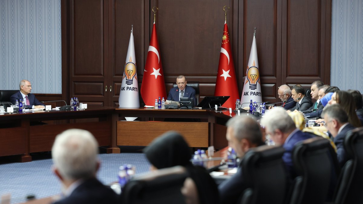 President Recep Tayyip Erdoğan attends a meeting of the Justice and Development Party (AK Party), in the capital Ankara, Türkiye, Jan. 13, 2025. (AA Photo)