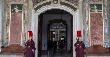 The Ottoman-inspired guards are stationed at Topkapı Palace in Istanbul, Türkiye, Jan. 13, 2025. (AA Photo)