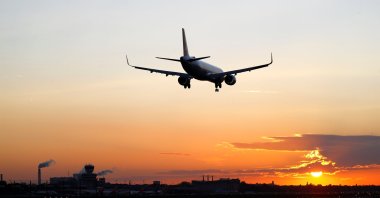 A Turkish Airlines aircraft lands during sunset at Tegel Airport in Berlin, Germany, Oct. 22, 2020. (Reuters Photo)
