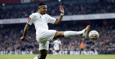 Arsenal&#039;s Gabriel Jesus in action during the FA Cup 3rd round match against Manchester United, in London, U.K., Jan. 12, 2025. (EPA Photo)