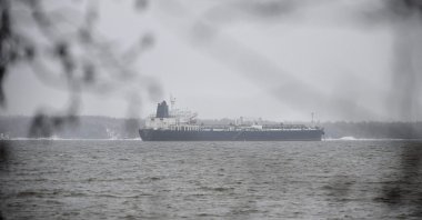 The Oil tanker Eagle S is seen anchored near the Kilpilahti port in Porvoo, on the Gulf of Finland, Jan. 7, 2025. (AFP Photo)