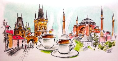 "It comes as no surprise that looking back at a century of diplomatic relations between Czechoslovakia/Czechia and Türkiye, we see it mirroring the wider context of Euro-Atlantic integration as well as global geopolitical powerplays." (Illustration by Erhan Yalvaç)