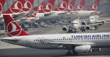  Turkish Airlines airplanes are parked at the now-closed Atatürk International Airport, in Istanbul, Friday, April 5, 2019. (AP File Photo)