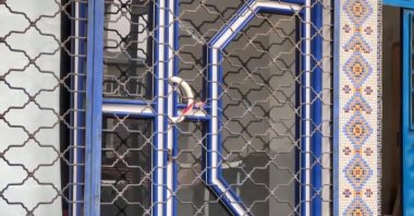 A seal placed by authorities secures a door after a venue was shut down for producing counterfeit alcohol, Istanbul, Türkiye, Jan. 16, 2025. (DHA Photo)