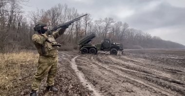 A still image taken from a handout video made available by the Russian Defense Ministry Press-Service shows a Russian officer in the border areas of the Kursk region, Russia, Jan 16, 2025. (EPA Photo)