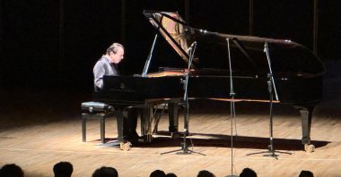 Renowned pianist and composer Fazıl Say gives a concert for his audience at the Ahmed Adnan Saygun Art Center, Izmir, Türkiye, Jan. 5, 2025. (AA Photo)