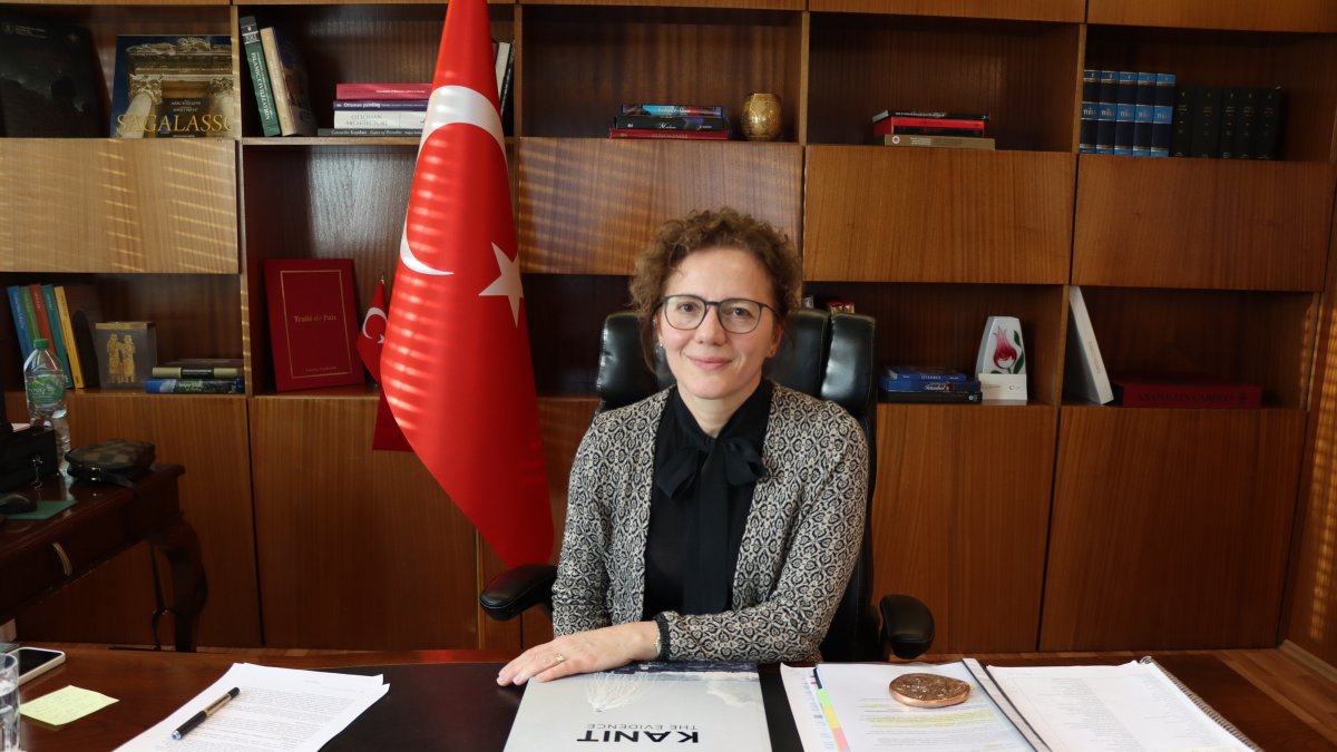 Ambassador Şebnem Incesu poses in her office in Bern, Switzerland, Jan. 19, 2025. (AA Photo)